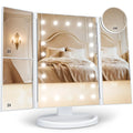 22 LED Trifold 10X Magnifying Makeup Mirror – Dual Power