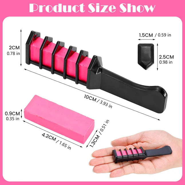 Washable 6 Colours Hair Chalk Comb Kit