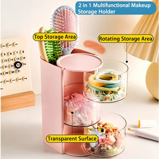 180° Rotating 3-Layer Makeup, Jewelry & Accessories Organizer