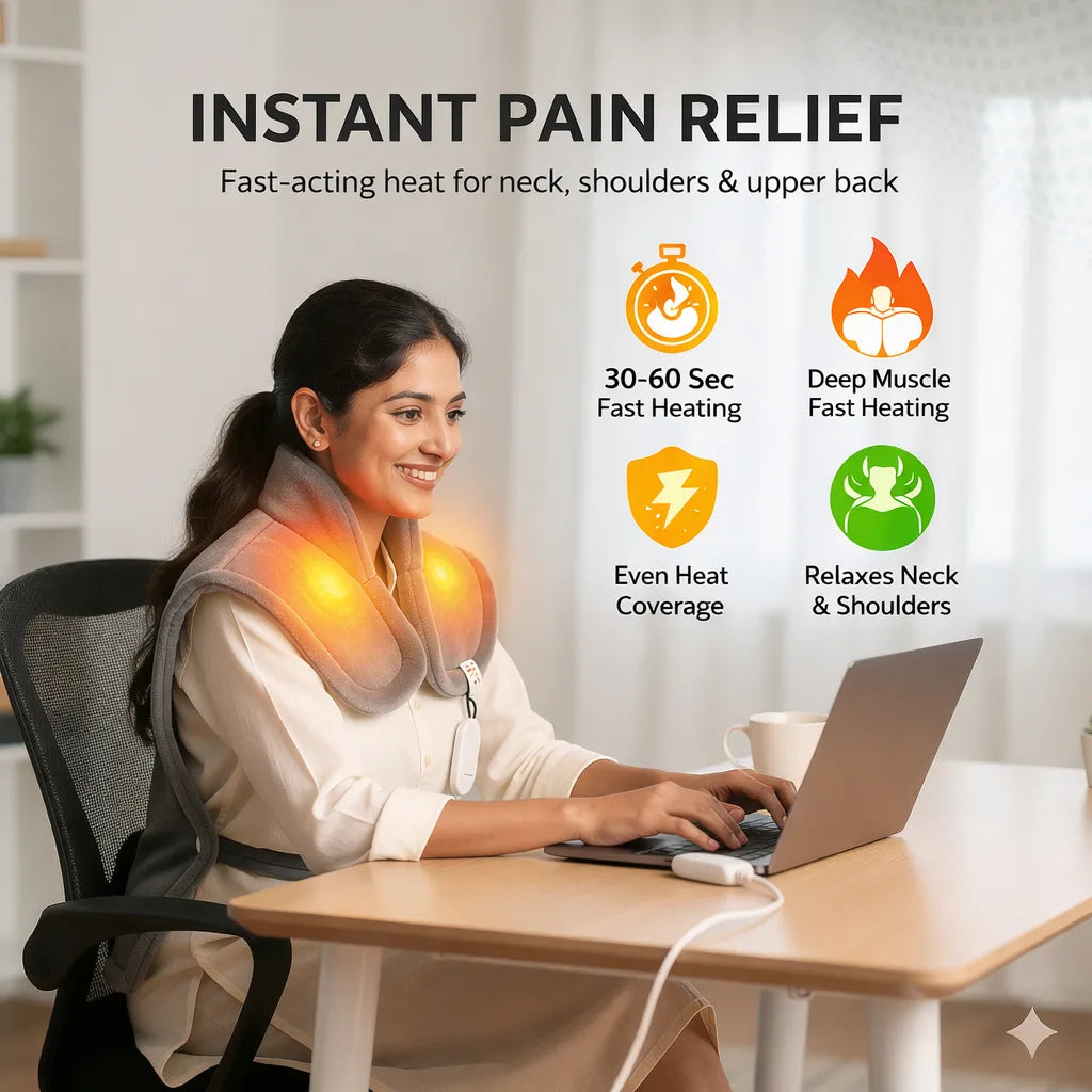Wearable Electric Heating Pad for Neck, Shoulder & Full Back Pain Relief