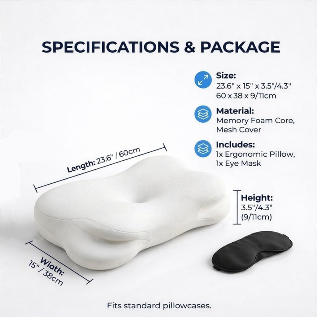 Ergonomic Cervical Memory Foam Pillow for Neck Alignment