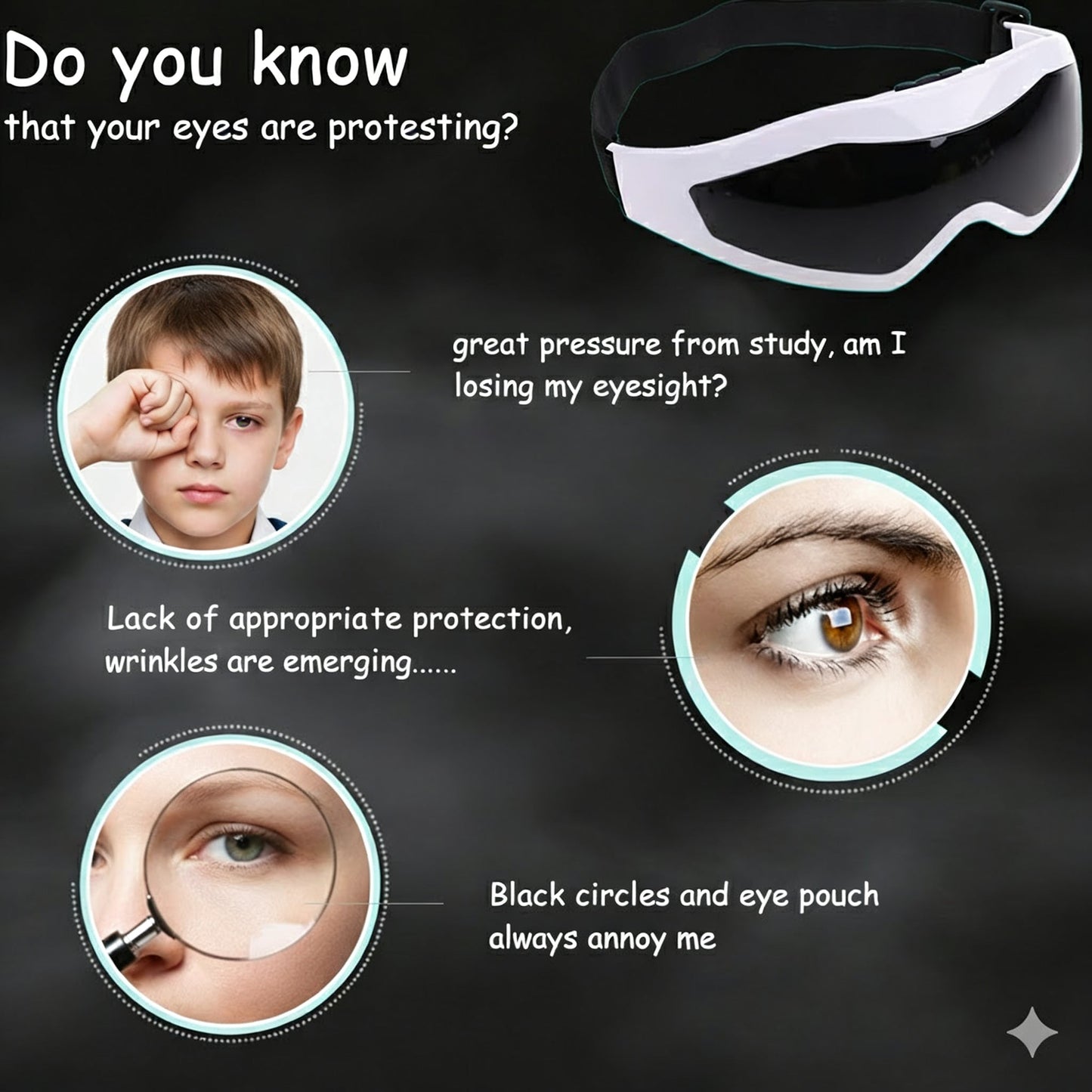 Smart Acupressure Eye Massager to Relax Eyes & Support Vision