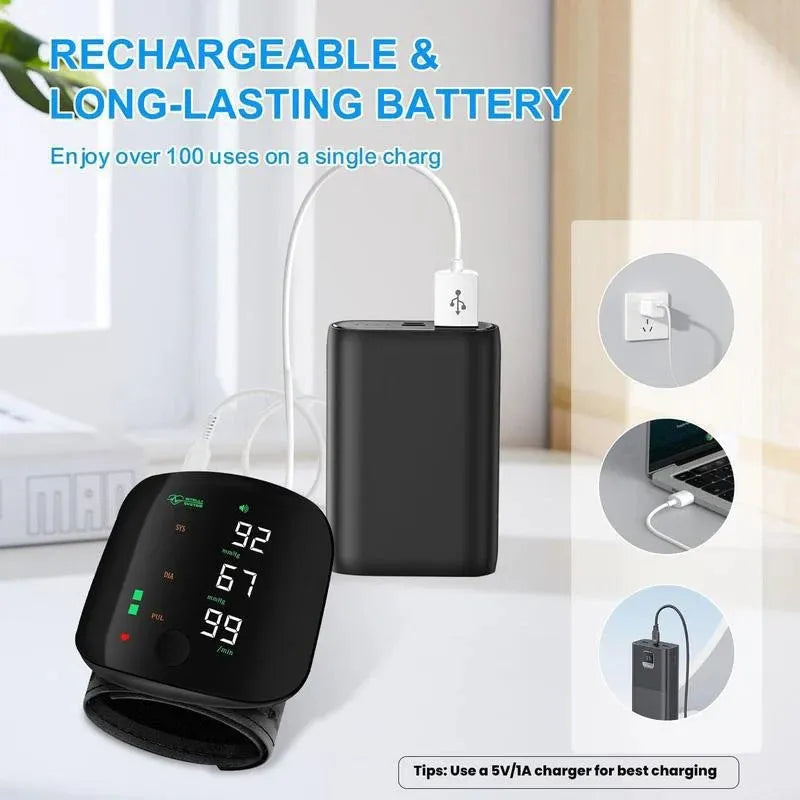 Smart Wrist Blood Pressure Monitor with Large LED Display