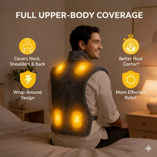 Wearable Electric Heating Pad for Neck, Shoulder & Full Back Pain Relief