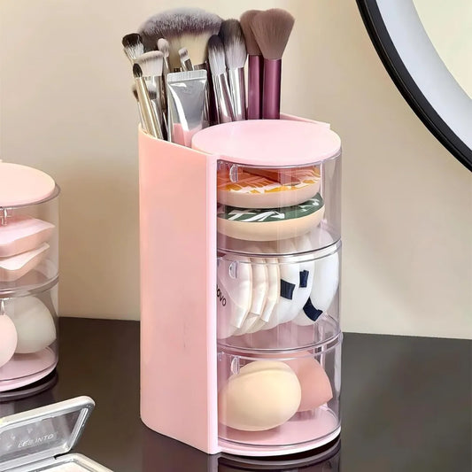 180° Rotating 3-Layer Makeup, Jewelry & Accessories Organizer