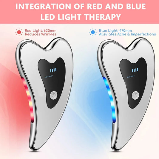 4-in-1 Electric Red & Blue Light Gua Sha Face Sculpting Massager