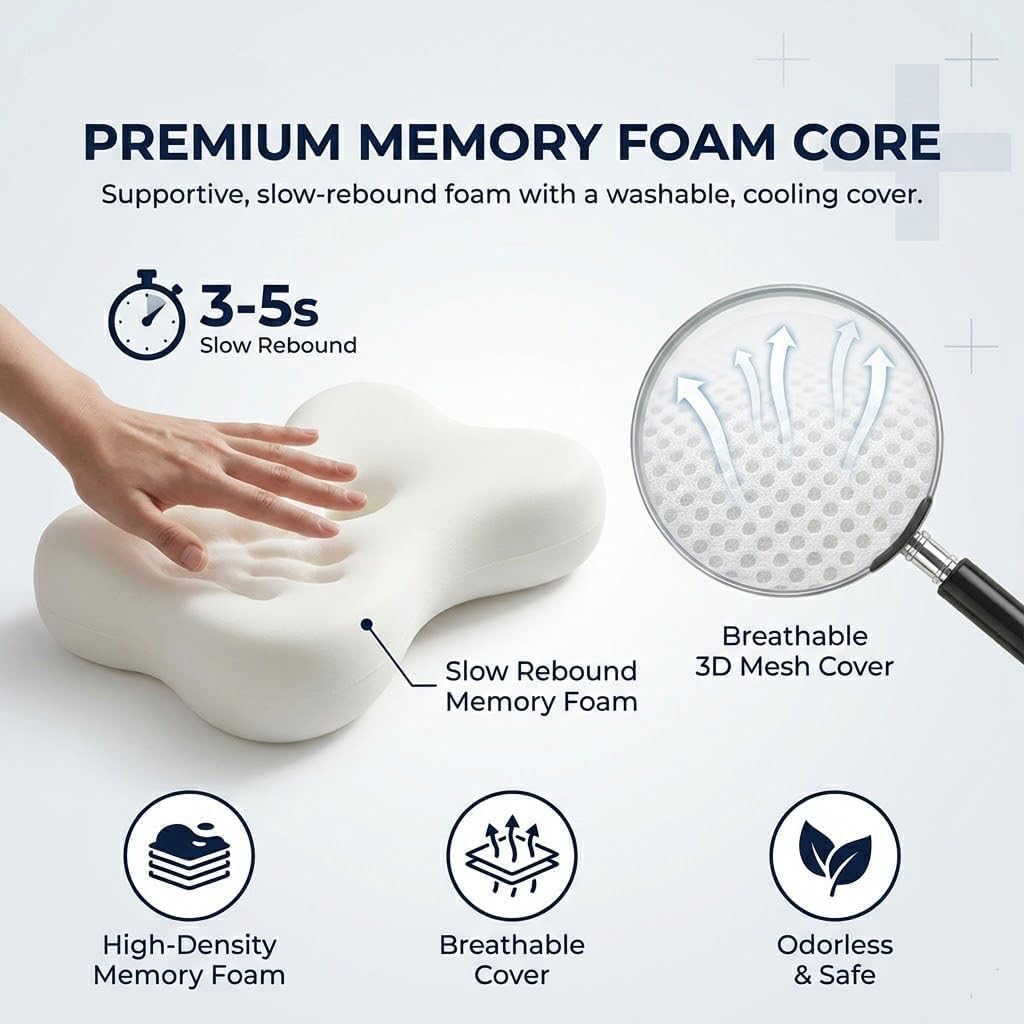 Ergonomic Cervical Memory Foam Pillow for Neck Alignment