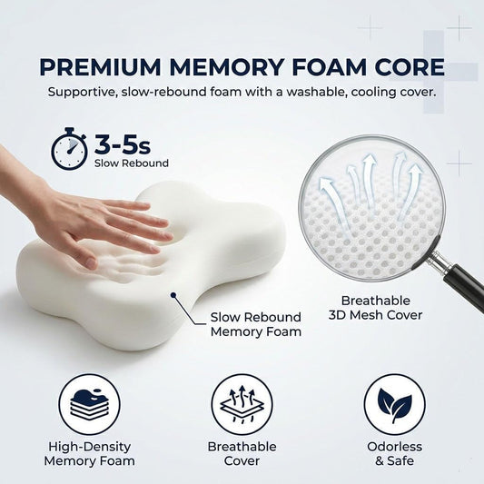 Ergonomic Cervical Memory Foam Pillow for Neck Alignment