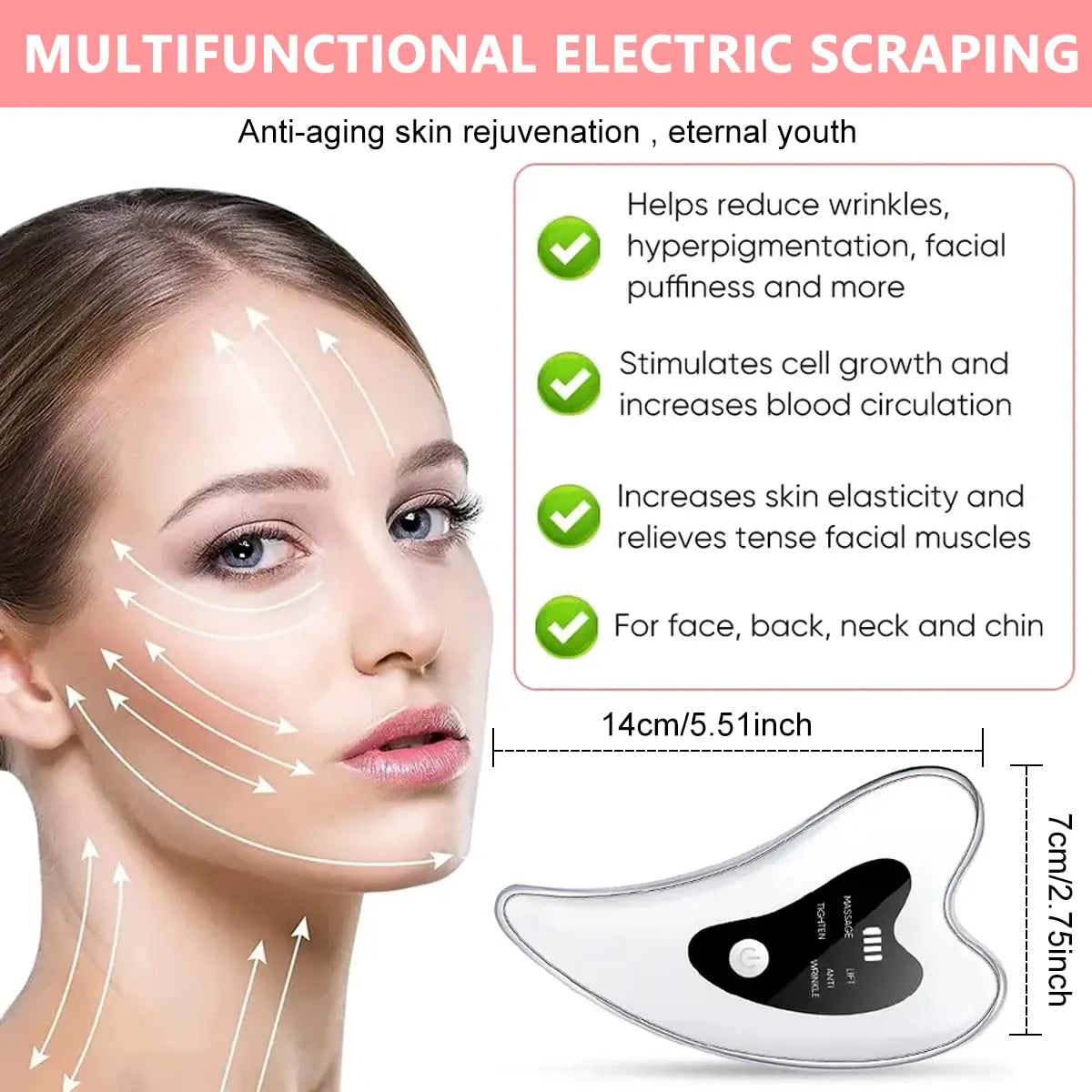 4-in-1 Electric Red & Blue Light Gua Sha Face Sculpting Massager