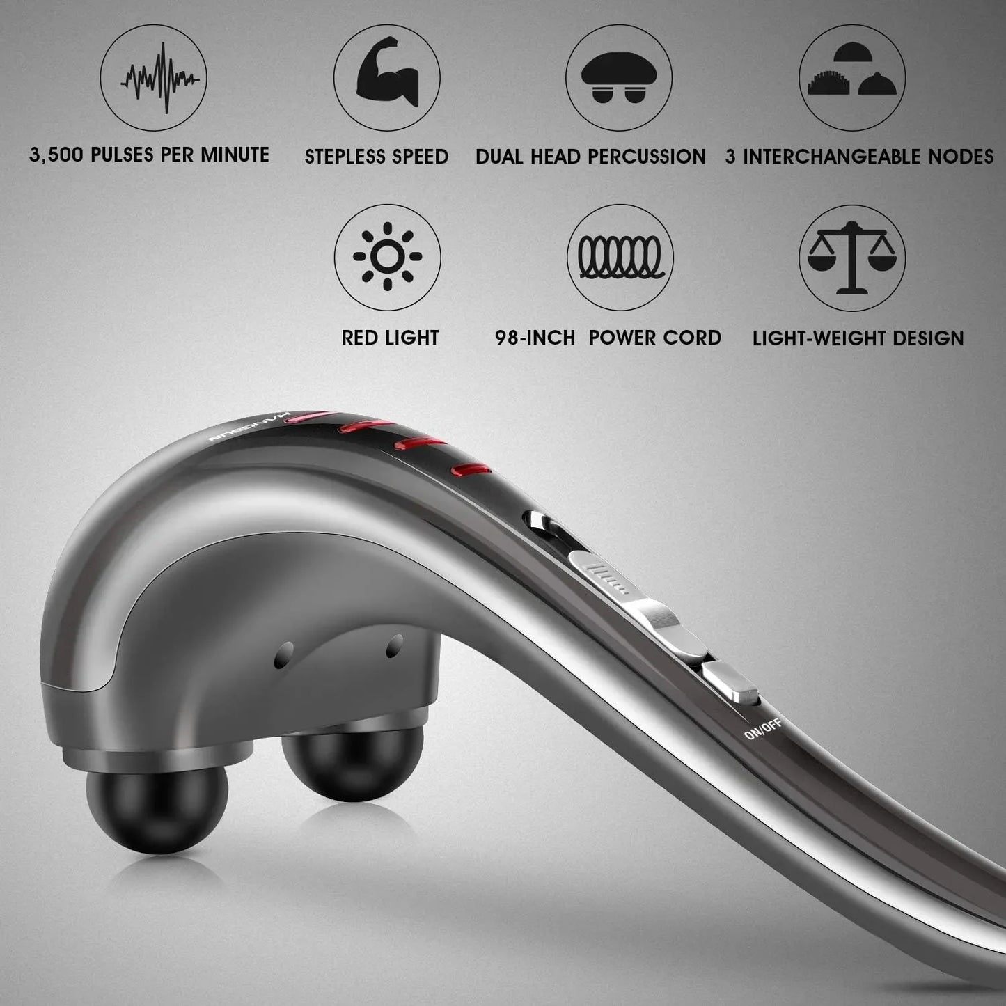 Dual Head Deep Tissue Muscle Pain Relief Massager With Red Light