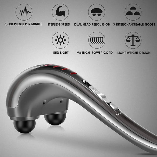 Dual Head Deep Tissue Muscle Pain Relief Massager With Red Light