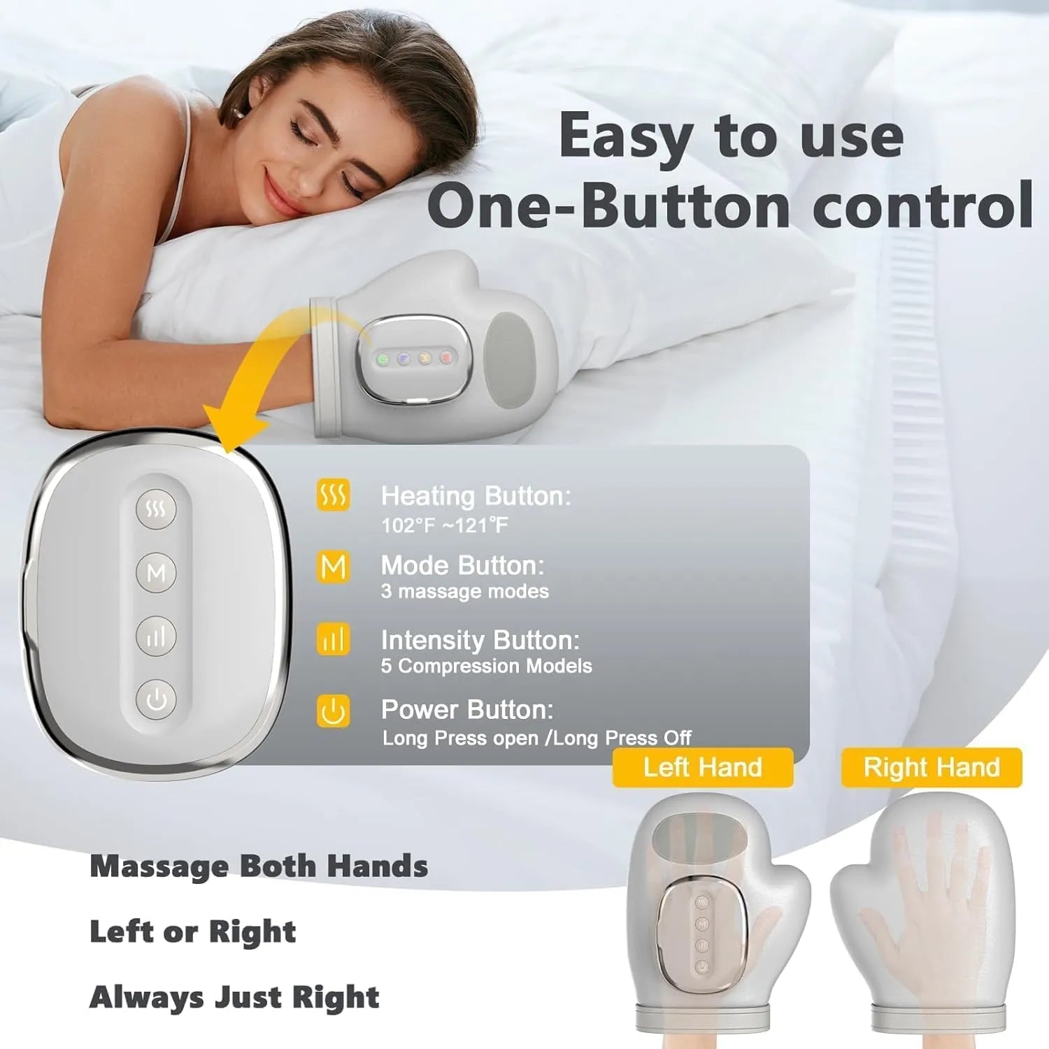 Smart Air Compression Hand Massager with Heat Therapy